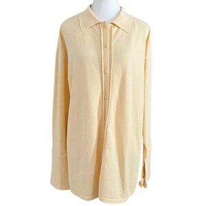 ZARA BUTTER YELLOW CREAM STRETCHY KNIT OVERSIZED CARDIGAN SHIRT TOP - L